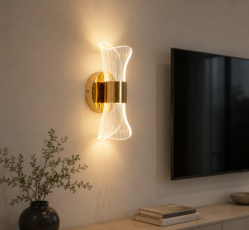 Applique murale LED dorée effet cristal moderne