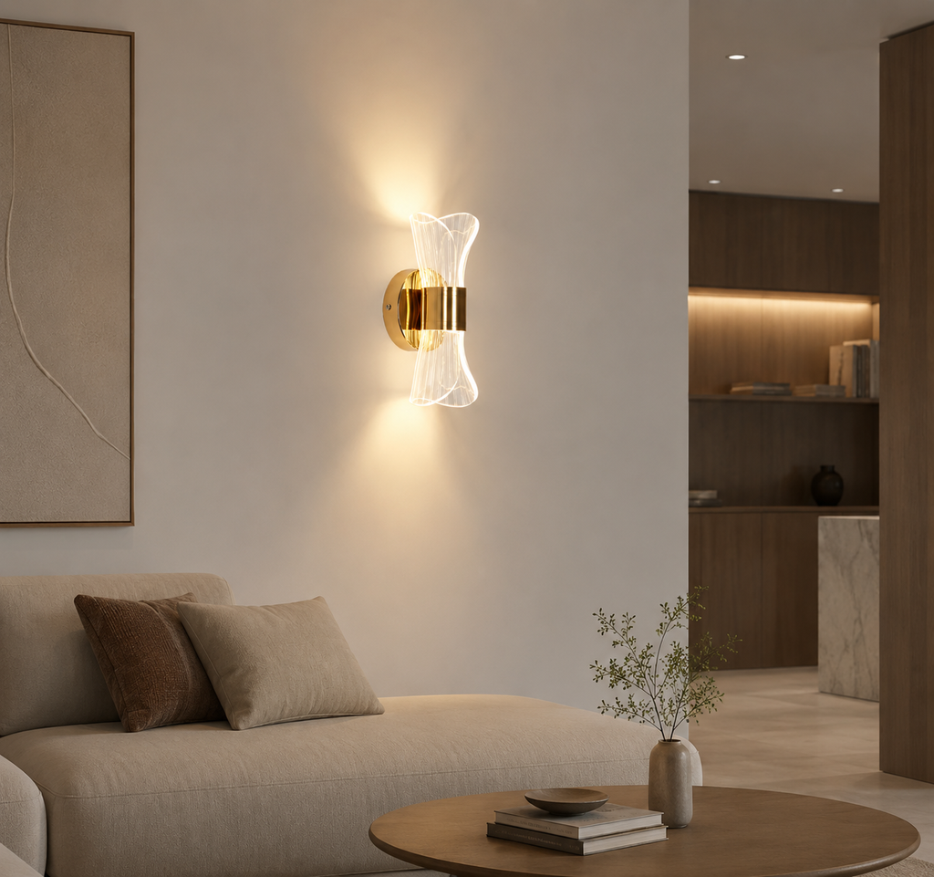 Applique murale LED dorée effet cristal moderne
