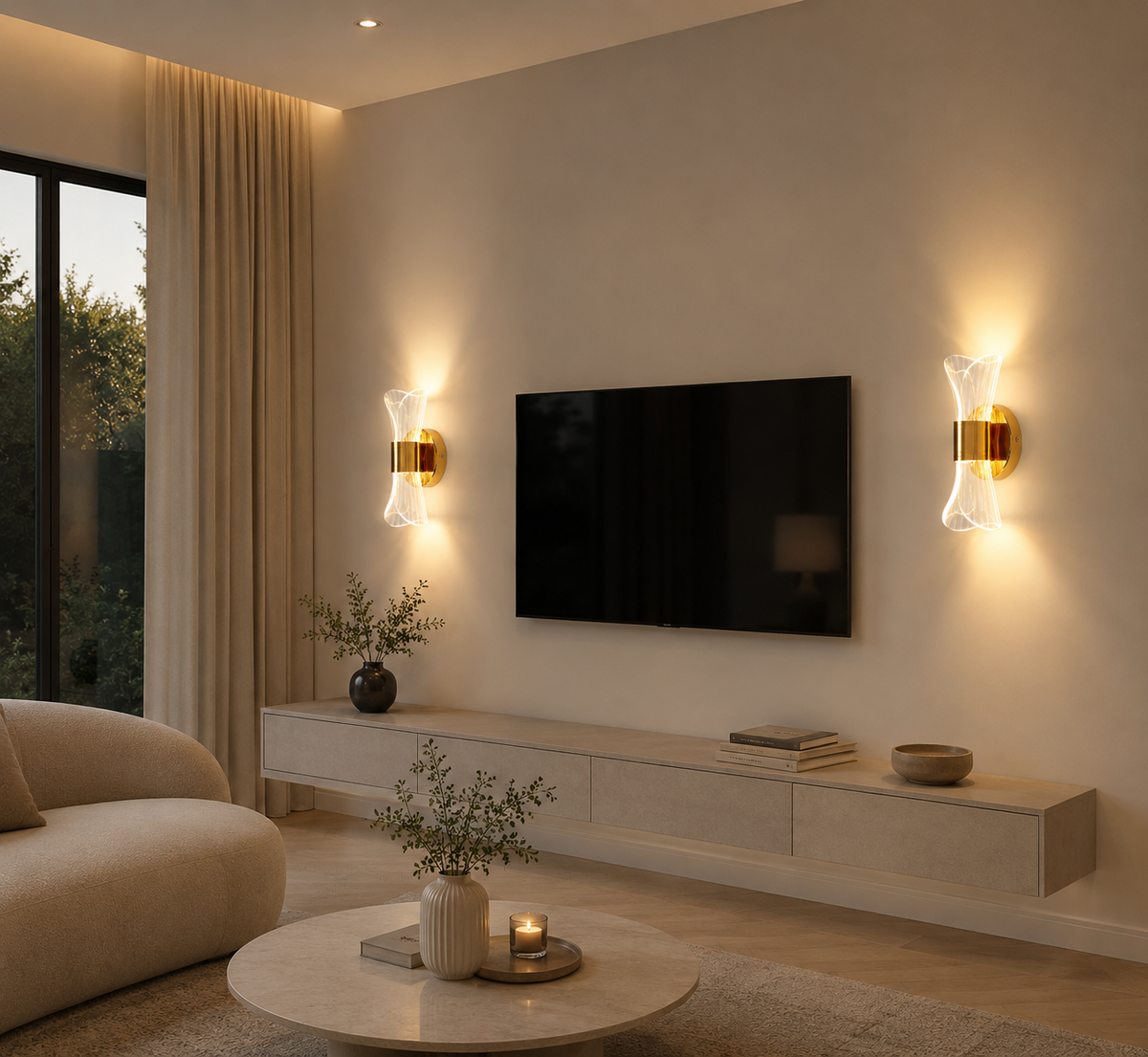 Applique murale LED dorée effet cristal moderne