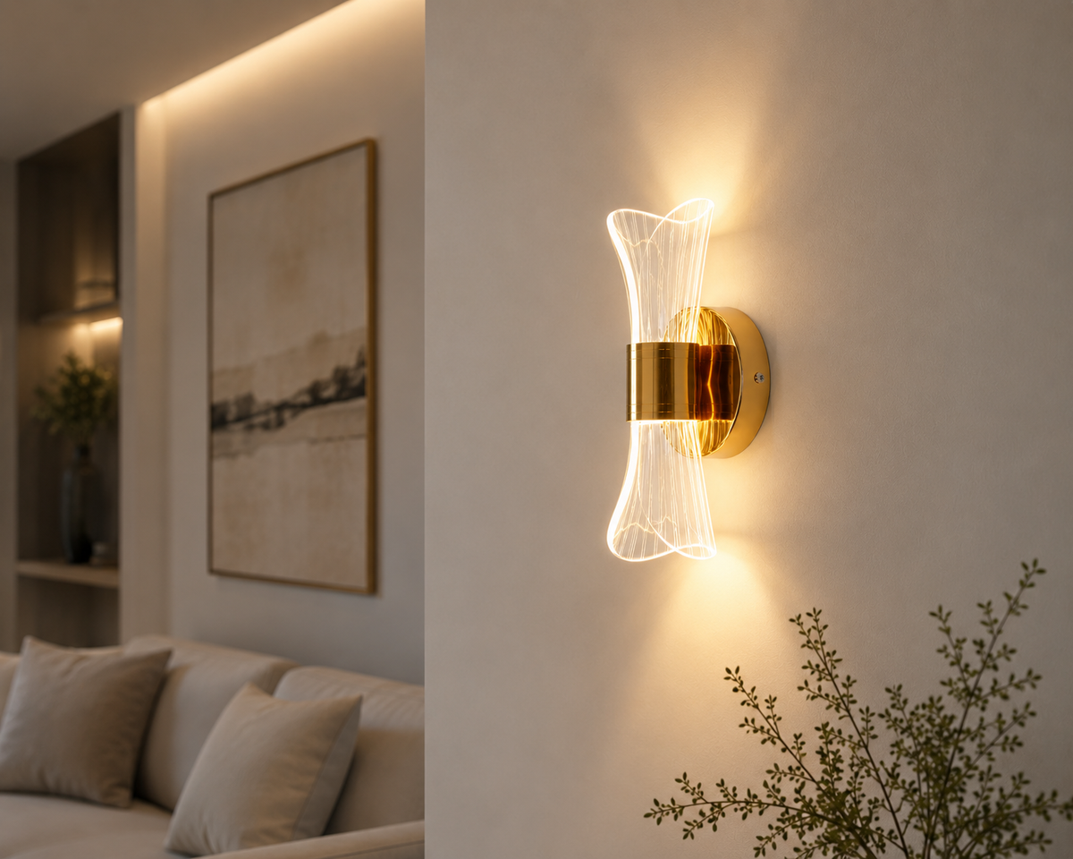 Applique murale LED dorée effet cristal moderne