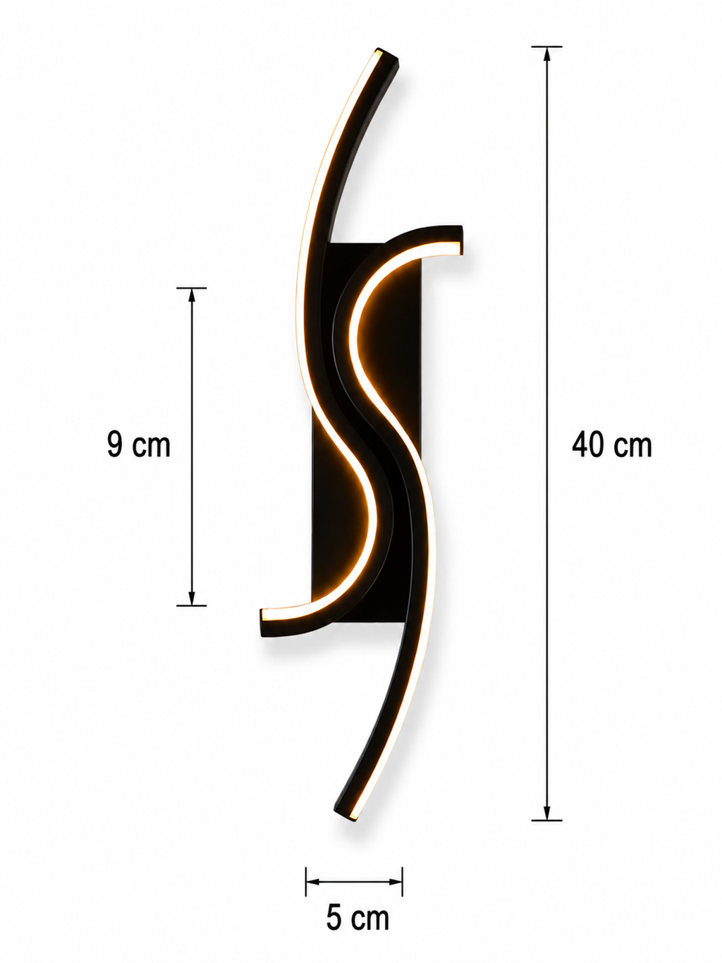 Applique Murale LED – S Noire Élégante