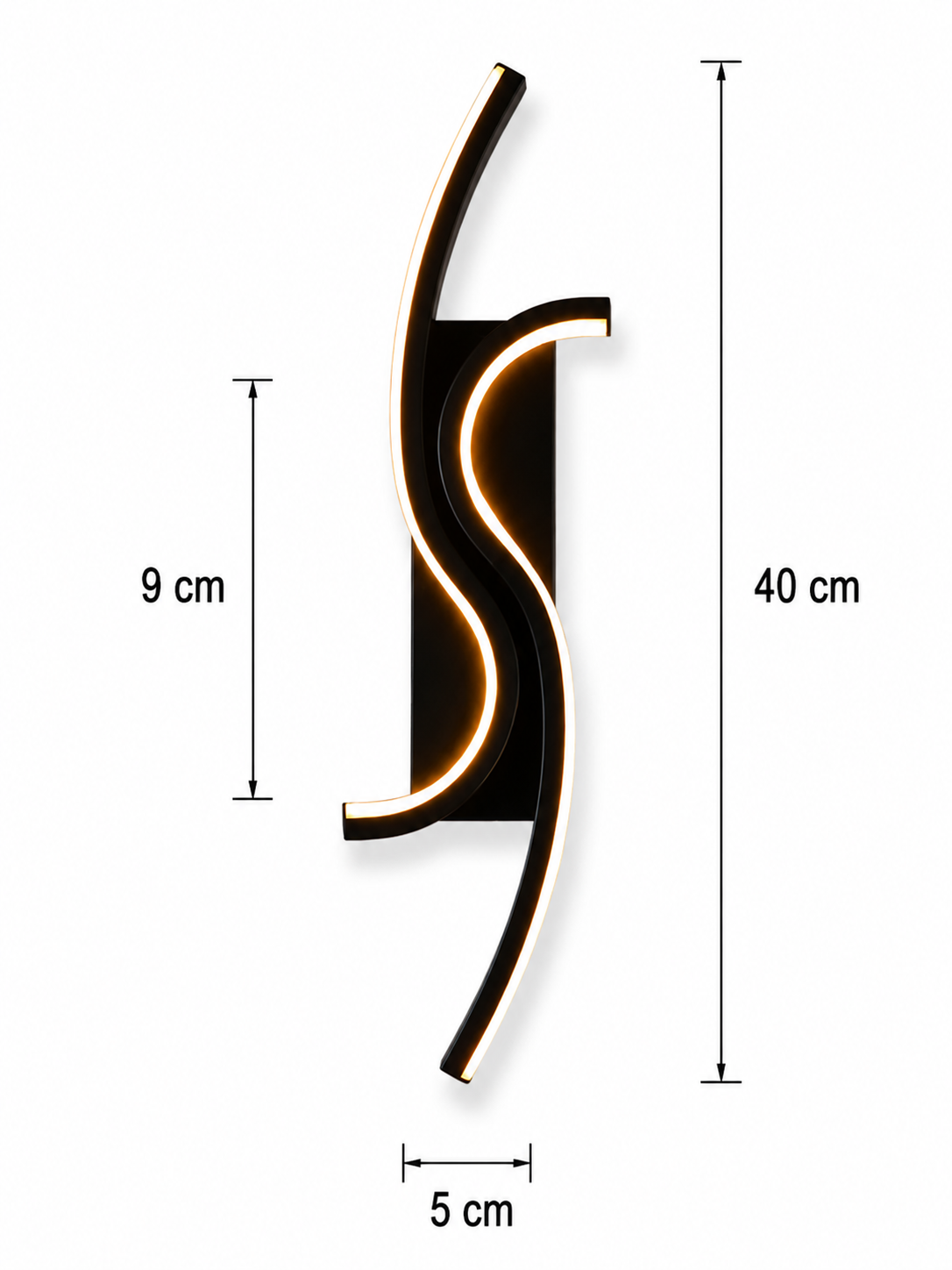 Applique Murale LED – S Noire Élégante