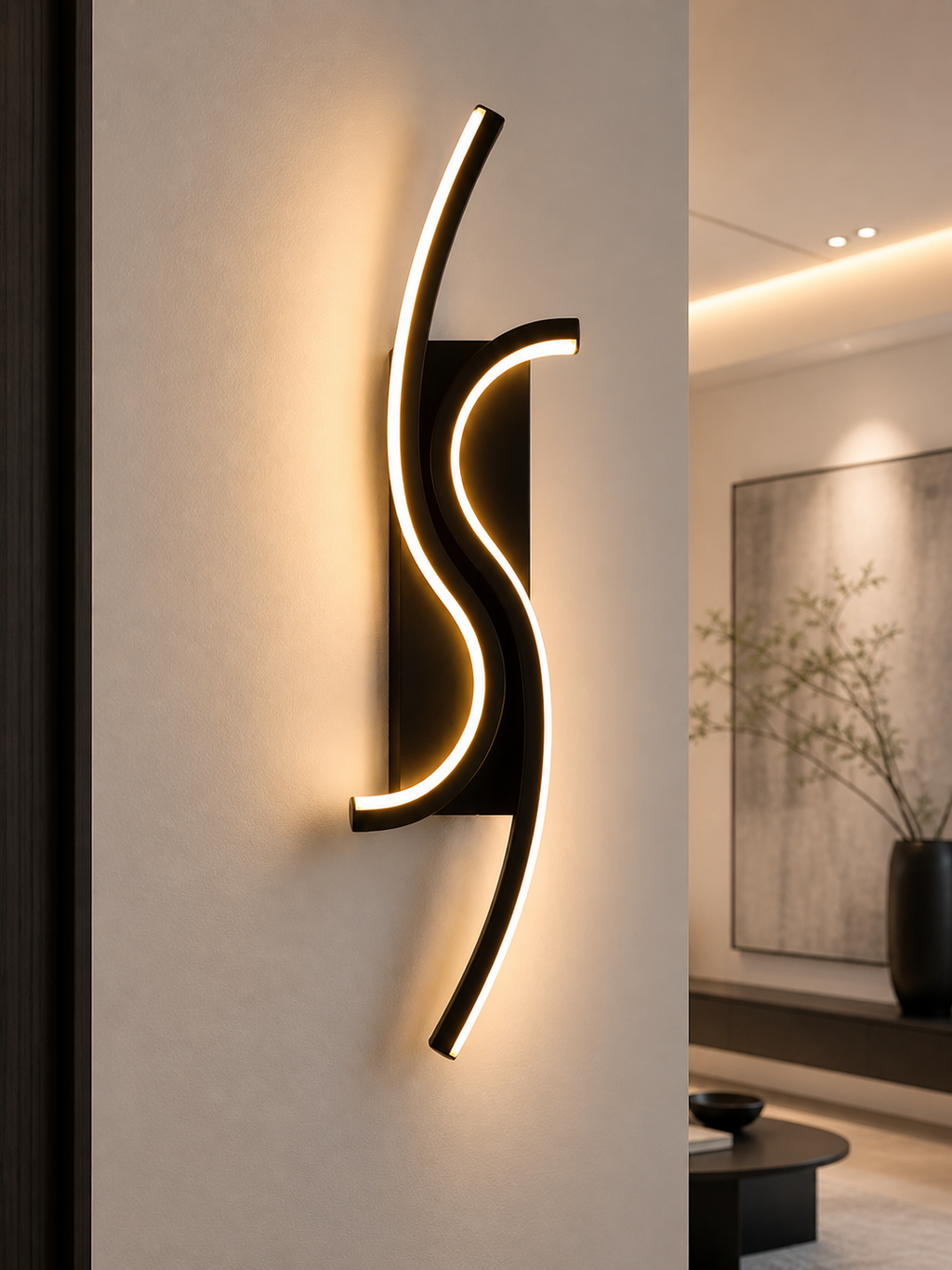 Applique Murale LED – S Noire Élégante