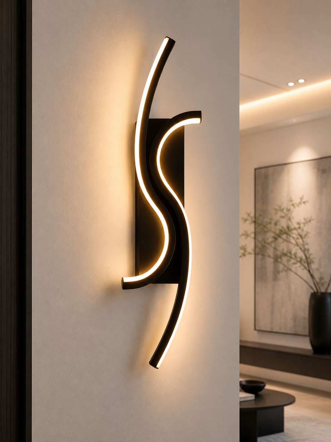 Applique Murale LED – S Noire Élégante