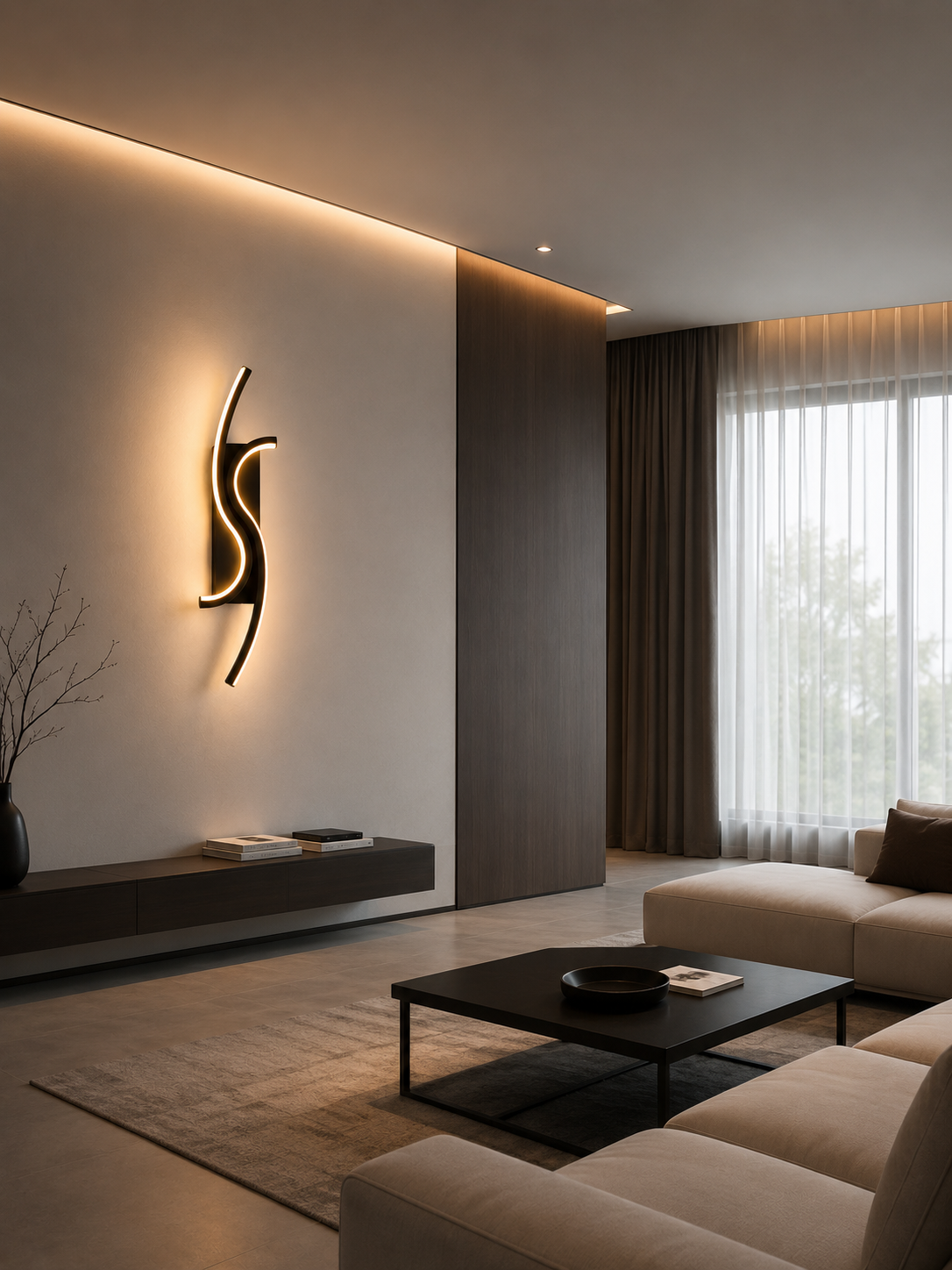 Applique Murale LED – S Noire Élégante