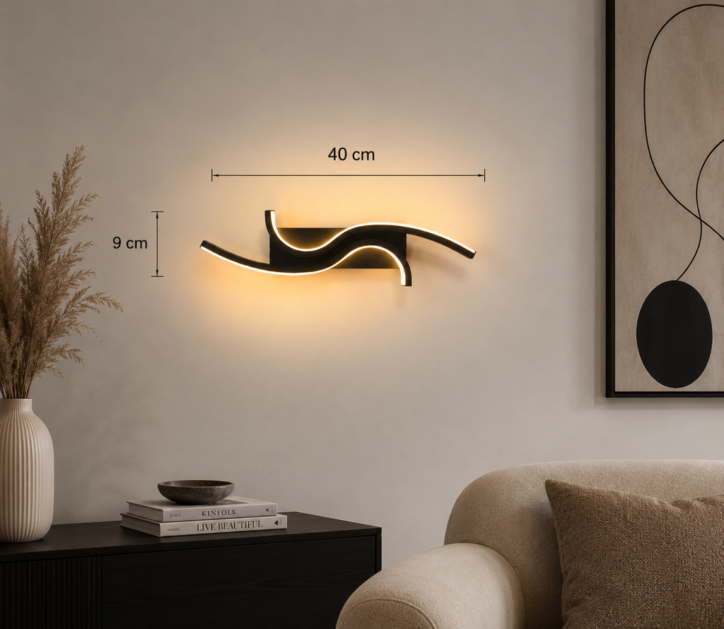Applique Murale LED – S Noire Élégante