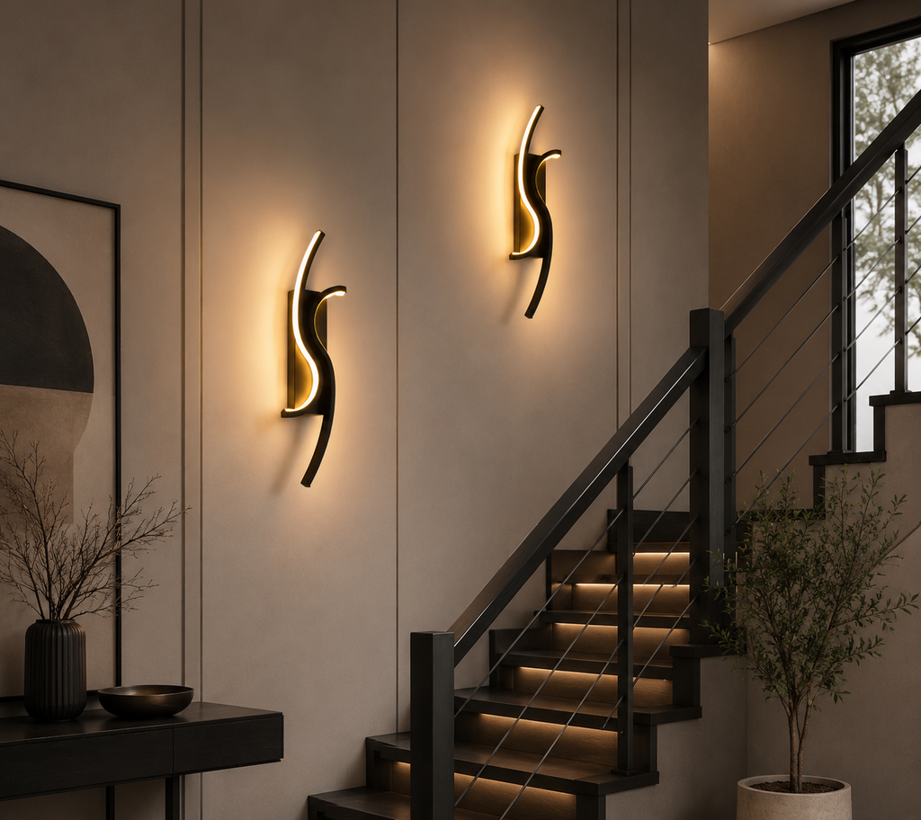 Applique Murale LED – S Noire Élégante