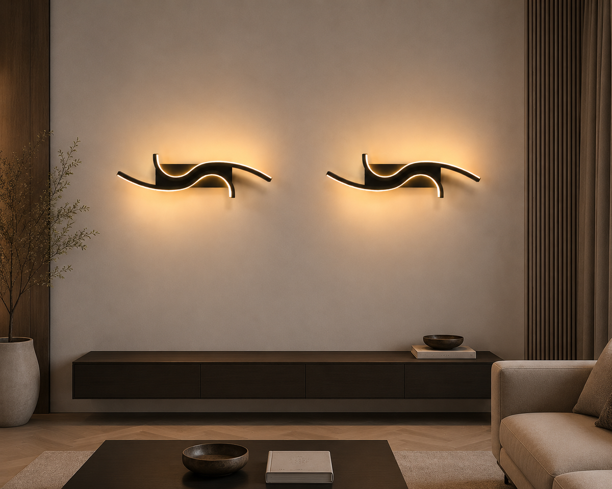 Applique Murale LED – S Noire Élégante