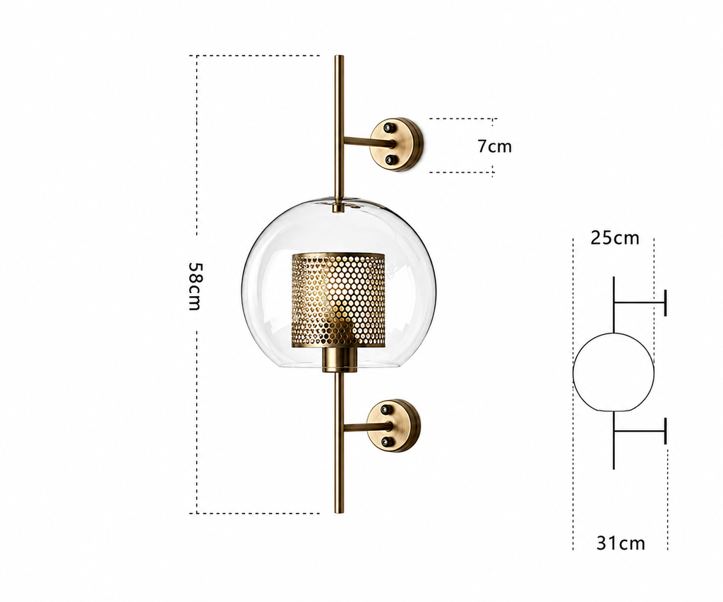 Applique Murale LED – Sphère Dorée Élégante