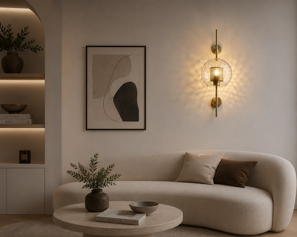 Applique Murale LED – Sphère Dorée Élégante
