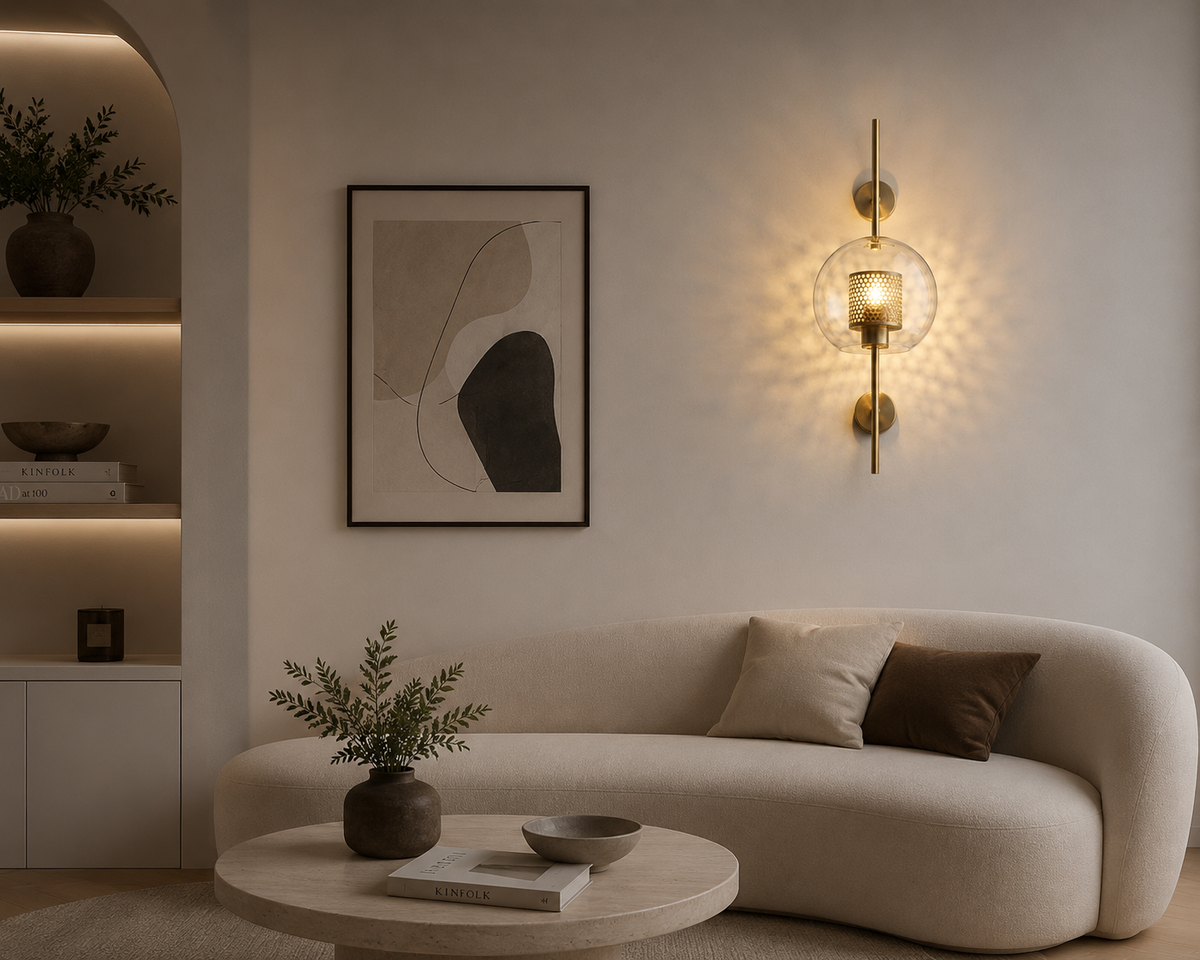 Applique Murale LED – Sphère Dorée Élégante