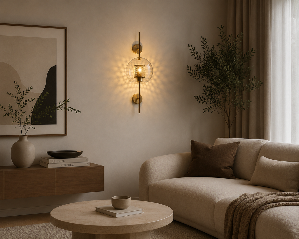 Applique Murale LED – Sphère Dorée Élégante