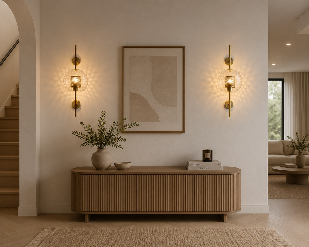Applique Murale LED – Sphère Dorée Élégante