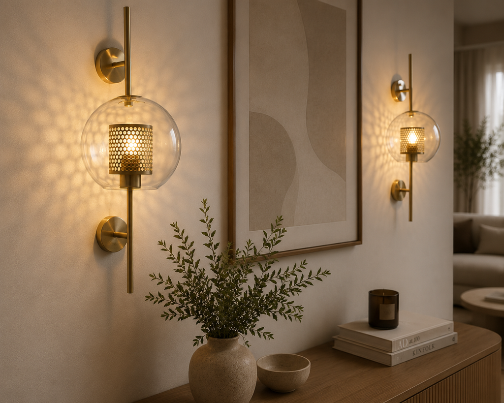 Applique Murale LED – Sphère Dorée Élégante