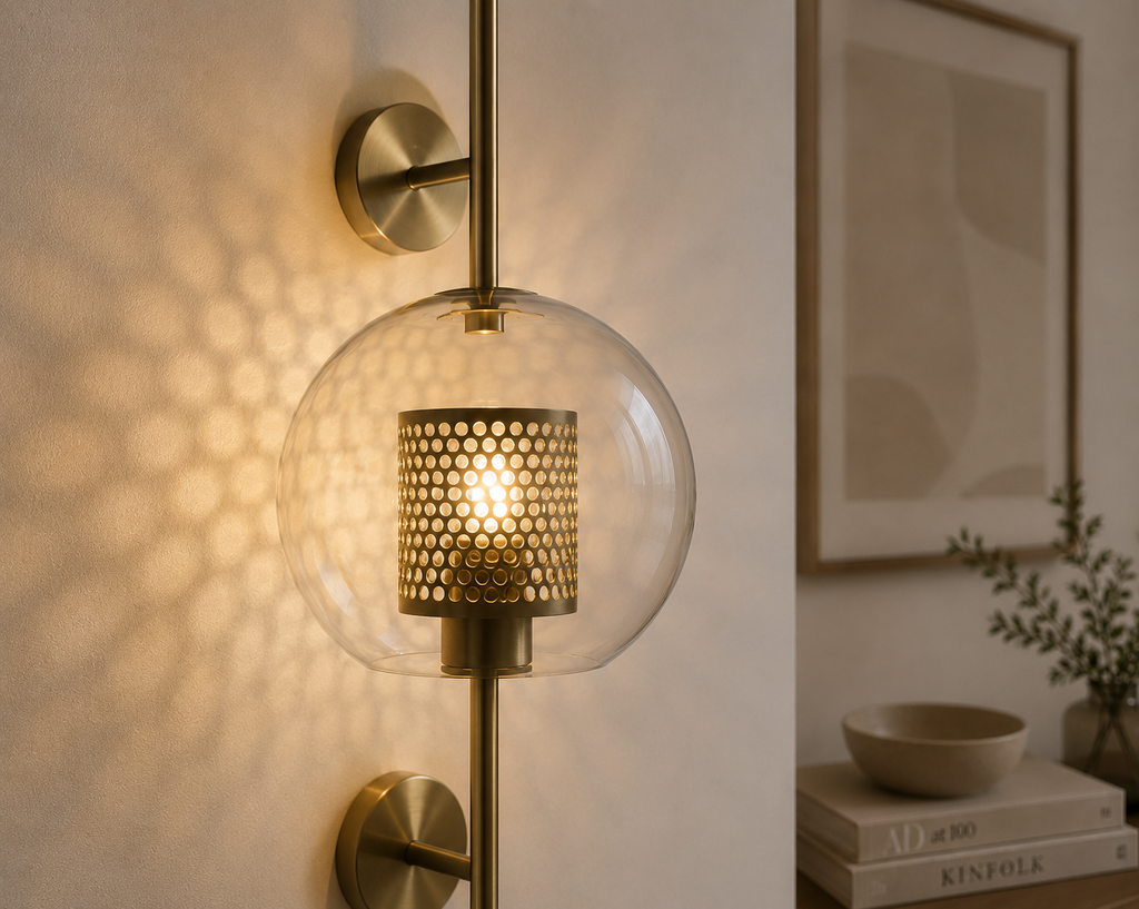 Applique Murale LED – Sphère Dorée Élégante