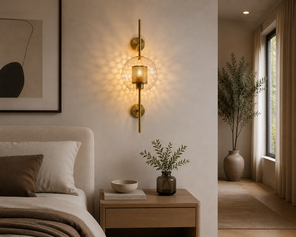 Applique Murale LED – Sphère Dorée Élégante