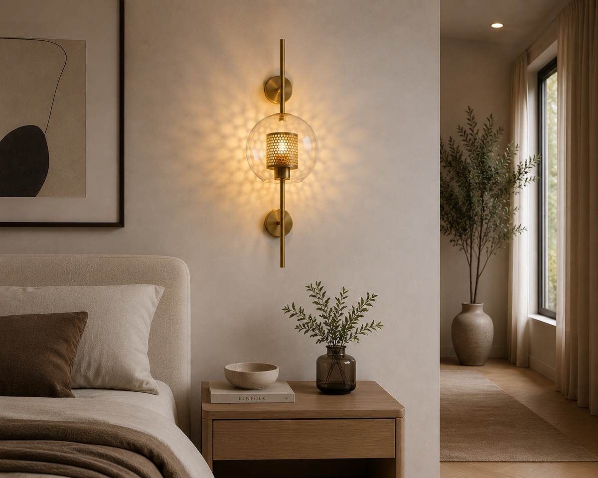 Applique Murale LED – Sphère Dorée Élégante