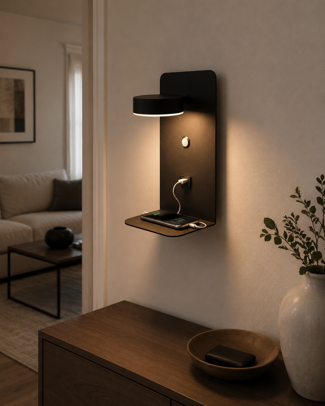 Applique Murale – Station Lumineuse Noire