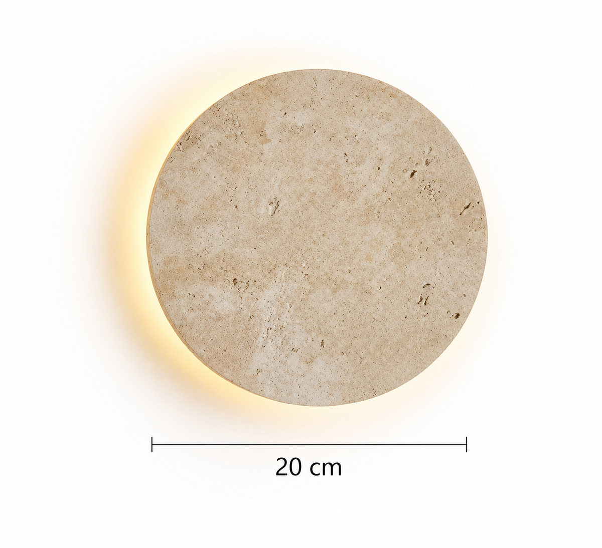 Applique murale ronde effet pierre beige avec éclairage indirect