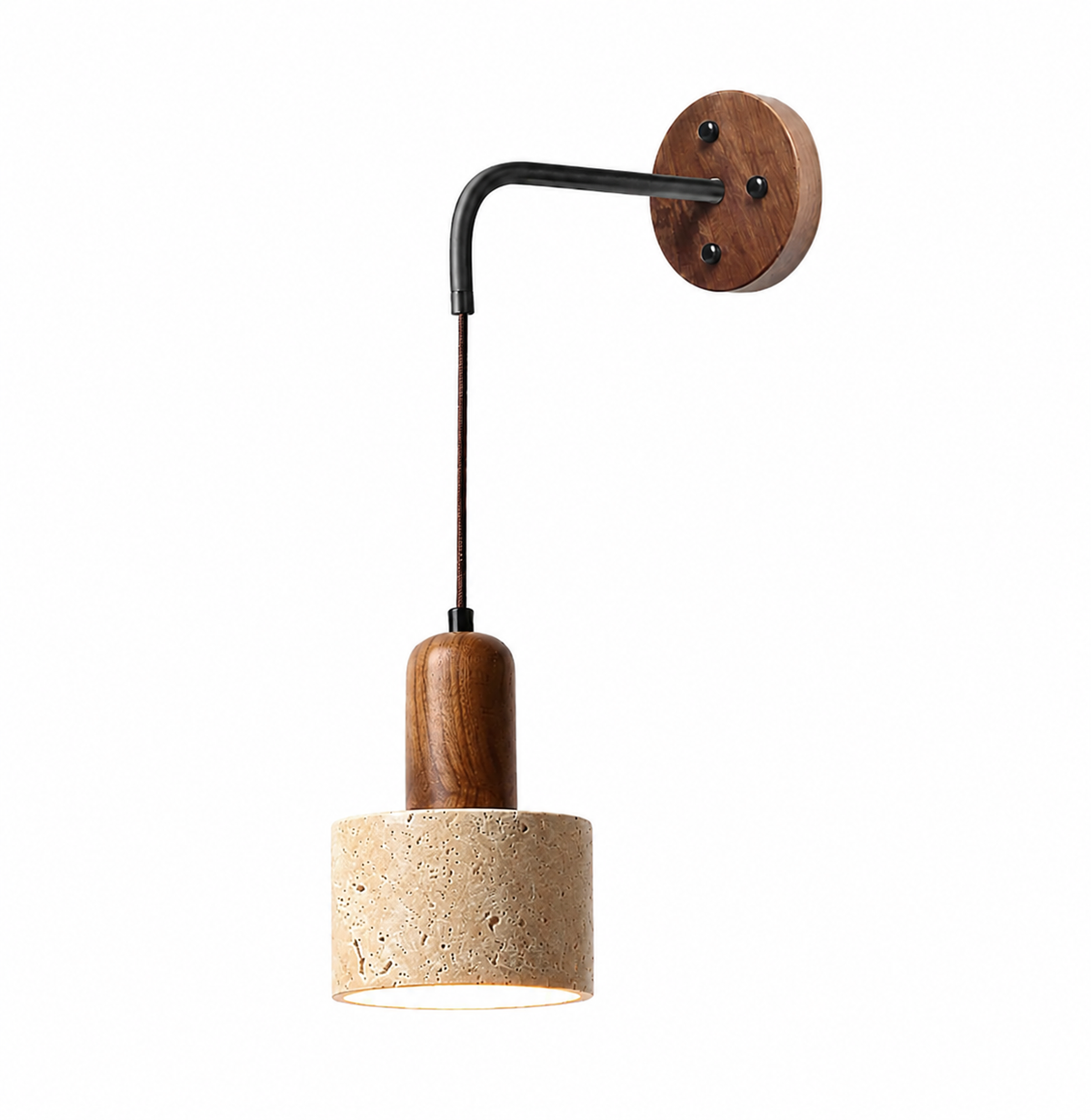Applique murale suspendue effet pierre et bois foncé